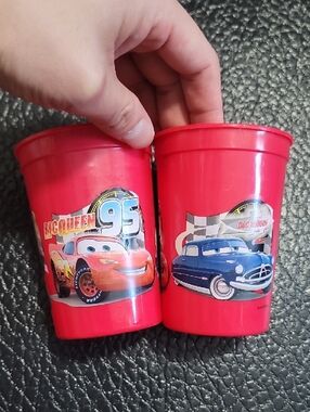 Disney Cars Mcqueen, Mater, Doc Hudson Red Cups - Set of 2